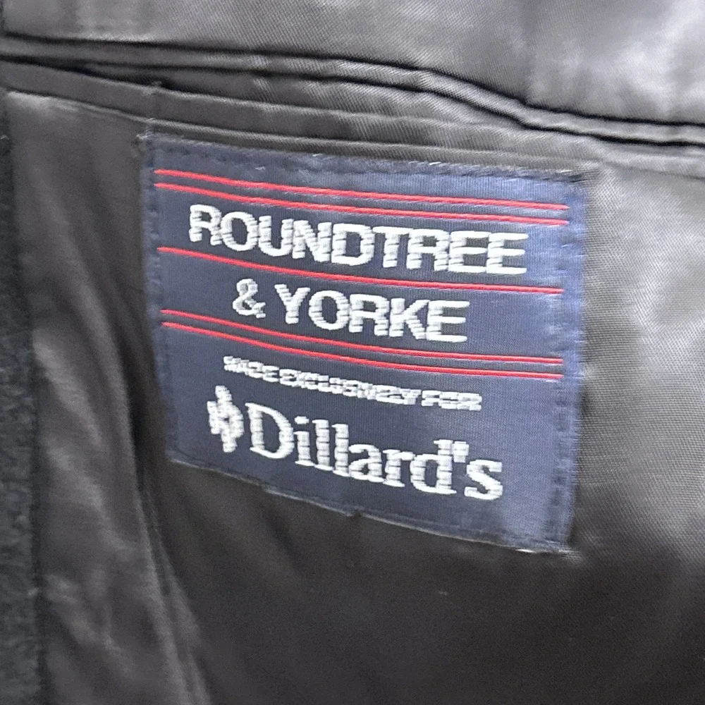 Roundtree Yorke Sport Coat 42L Black Fleece Camel Hair Blazer Jacket Classic